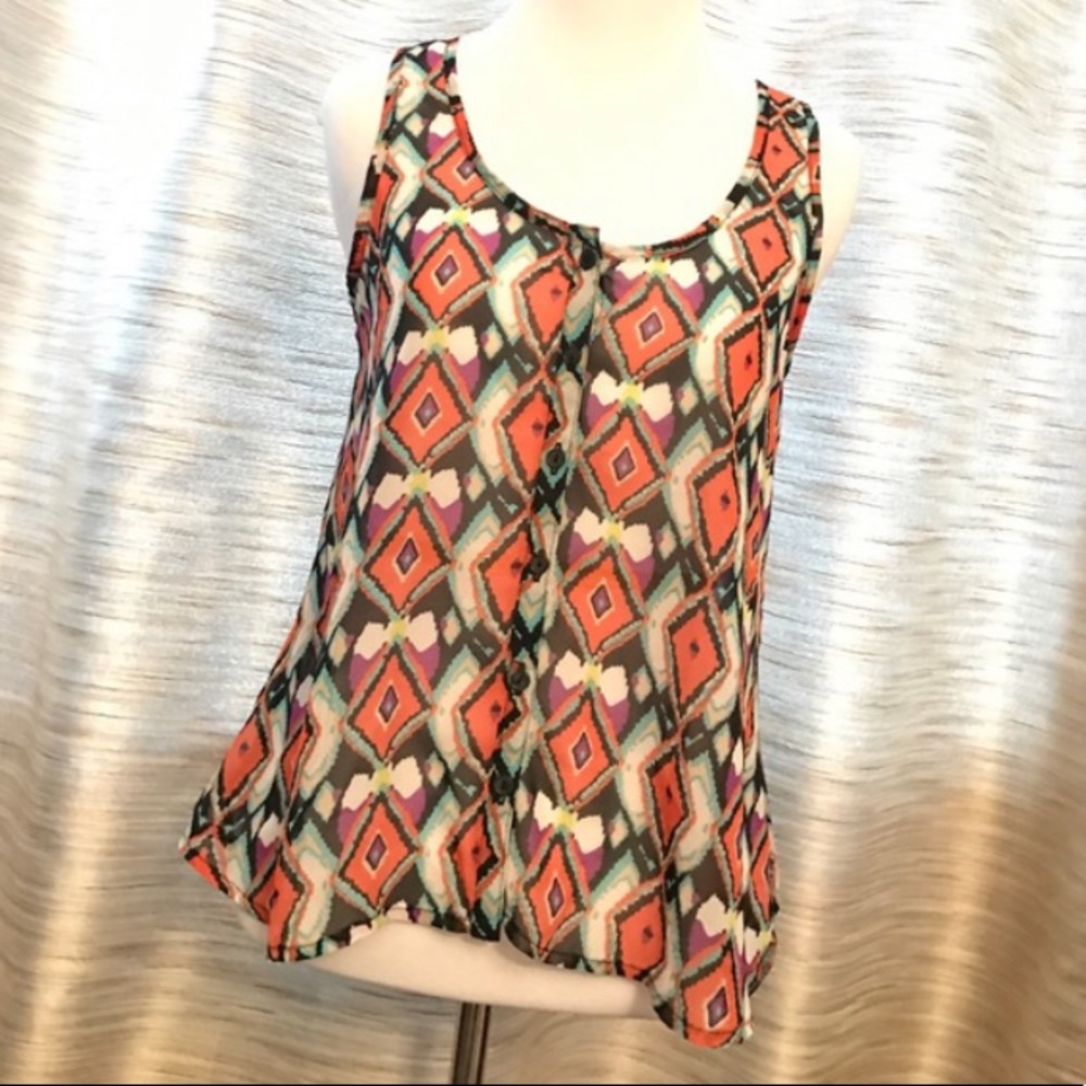 Ambiance Apparel Button Up High Low Tank Top